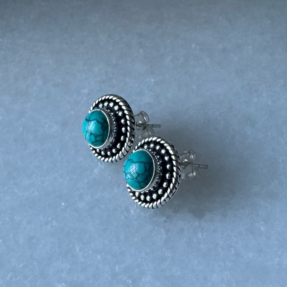 NWOT Sundance Blooming Wreath Earrings, Turquoise, Sterling Silver - Picture 2 of 4